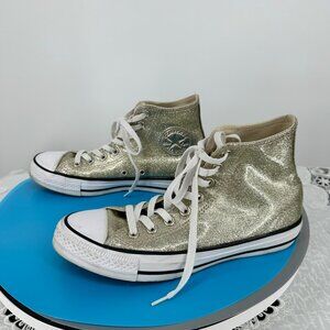 Converse CTAS High Top Metallic Gold Glitter Tennis sneaker US size 9